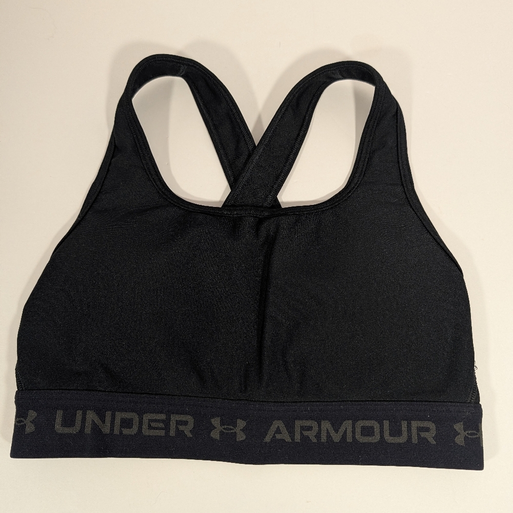 Under Armour Black Racerback Sports Bra with Logo Waistband Women's Small